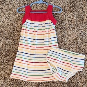 Hanna Andersson Cream Striped Sundress with Red Trim